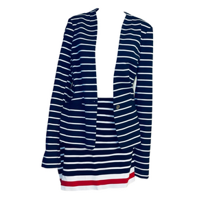 Banana Republic Women’s navy blue striped suit jacket skirt 14 tall NWT